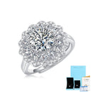 Adjustable S925 Silver Moissanite Flower Ring