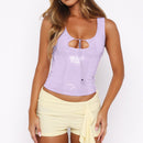 Sleeveless Hollowed-Out Slimming Elegant Strap Top For Women