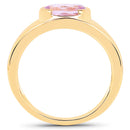 14K Yellow Gold Plated 2.40 Carat Genuine Kunzite .925 Sterling Silver Ring