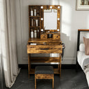 Vanity Desk Set with LED Lighted Mirror & Padded Stool