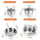 Stainless Steel Cookware Set Fast Even Heat Induction Pots Pans Set Dishwasher Safe with 2.7/3.7 Quart Stockpot 2 Quart Saucepan 9.17in Frying Pan