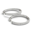14k White Gold Two Row Pave Set Diamond Hoop Earrings (7 cttw)