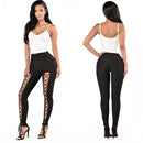 Solid-color Double-breasted Chicken-eye Strap Slim-fit Leggings