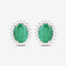 2.66 Carat Genuine Zambian Emerald and White Diamond 10K Yellow Gold Earrings