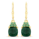 4.50 Carat Dyed Emerald and Emerald .925 Sterling Silver Earrings