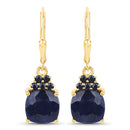 6.20 Carat Dyed Sapphire and Blue Sapphire .925 Sterling Silver Earrings