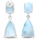 11.54 Carat Genuine Larimar .925 Sterling Silver Earrings