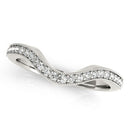 14k White Gold Milgrained Border Curved Diamond Wedding Band (1/5 cttw)