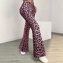 Leopard-print Hip-lifting Tight Leggings Straight-leg Bootcut Pants