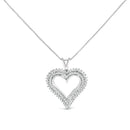 .925 Sterling Silver 1.00 Cttw Lab-Grown Diamond Open Heart Pendant Necklace (F-G Color, VS1-VS2 Clarity) - 18" Inches