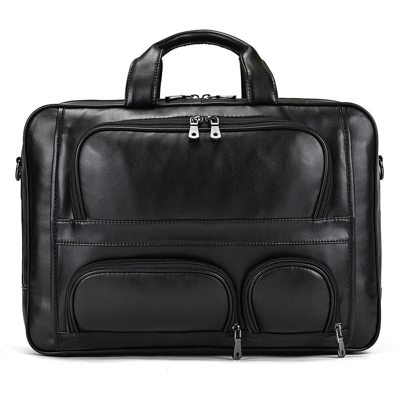 Men's Leather Briefcase Large Capacity 17-inch