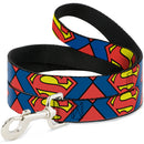 Dog Leash - Superman Shield CLOSE-UP Blue/Red/Yellow