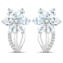 1.54 Carat Genuine Aquamarine and White Topaz .925 Sterling Silver Earrings
