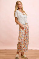 BiBi Washed Floral Printed Twill Barrel Pants