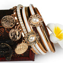 Gold 6-Piece Bangle Set with Imitation Pearls