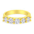 14K Yellow Gold Plated .925 Sterling Silver 1 1/2 Cttw Shared Prong Set Brilliant Round-Cut Diamond Anniversary or Wedding Band Ring (K-L Color, SI2-I1 Clarity) - Size 7