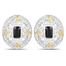 0.93 Carat Genuine Blue Sapphire and White Diamond .925 Sterling Silver Earrings