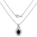 0.98 Carat Genuine Blue Sapphire and White Topaz .925 Sterling Silver Pendant