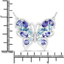 3.60 Carat Genuine Tanzanite and Swiss Blue Topaz .925 Sterling Silver Necklace