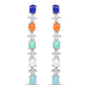 4.40 Carat Genuine Multi Stone .925 Sterling Silver Earrings