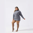Plus-size Black Sheer Fleece-lined Leggings