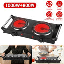 1800W Electric Double Burner Portable Heating Hot Plate Stove Countertop RV Hotplate with 5 Temperature Stepless Adjustments Portable Handles