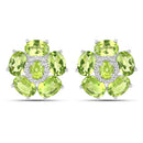 18K White Gold Plated 9.26 Carat Genuine Peridot and White Topaz .925 Sterling Silver Earrings