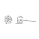 14K White Gold 1.0 Cttw Lab Grown Diamond Screw-Back Classic Bezel Solitaire Stud Earrings (G-H Color, VS2-SI1 Clarity)