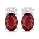 1.35 Carat Genuine Pink Tourmaline and White Diamond 14K White Gold Earrings