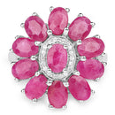 5.83 Carat Genuine Ruby and White Zircon .925 Sterling Silver Ring
