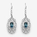 1.32 Carat Genuine London Blue Topaz and White Topaz .925 Sterling Silver Earrings