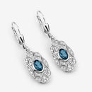 1.32 Carat Genuine London Blue Topaz and White Topaz .925 Sterling Silver Earrings