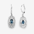 1.32 Carat Genuine London Blue Topaz and White Topaz .925 Sterling Silver Earrings