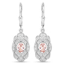 1.04 Carat Genuine Morganite and White Topaz .925 Sterling Silver Earrings