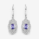1.12 Carat Genuine Tanzanite and White Topaz .925 Sterling Silver Earrings