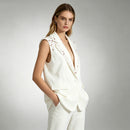 Womens Diamond-Embellished Vest Coat