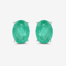 2.40 Carat Genuine Zambian Emerald 10K White Gold Earrings