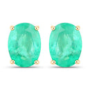 2.40 Carat Genuine Zambian Emerald 10K Yellow Gold Earrings
