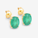 2.40 Carat Genuine Zambian Emerald 10K Yellow Gold Earrings