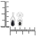 14K White Gold Plated 1.11 Carat Genuine Black Sapphire and White Diamond .925 Sterling Silver Earrings