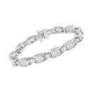 14K White Gold 5.0 Cttw Princess Cut Diamond Invisible Set Alternating Size D Shaped Links Tennis Bracelet (H-I Color, SI2-I1 Clarity) - 7â€
