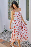 SO ME Shell Print Tiered Lined Midi Cami Dress With Belt