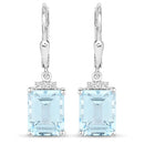 7.91 Carat Genuine Blue Topaz and White Topaz .925 Sterling Silver Earrings
