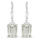7.23 Carat Genuine Green Amethyst and White Topaz .925 Sterling Silver Earrings