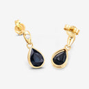 1.65 Carat Genuine Blue Sapphire and White Diamond 10K Yellow Gold Earrings