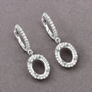 0.32 Carat Genuine White Diamond 14K White Gold Semi Mount Earrings - holds 8x6mm Oval Gemstones
