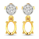 0.11 Carat Genuine White Diamond 14K Yellow Gold Semi Mount Earrings - holds 7x5mm Oval Gemstones