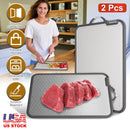2Pcs Double Sided Cutting Board Stainless Steel PP Chopping Board Lightweight Kitchen Cutting Board Mesh Design with Grinding Zone Knife Sharpener Han