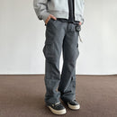 Retro Brushed Distressed Loose Straight Cargo Pants