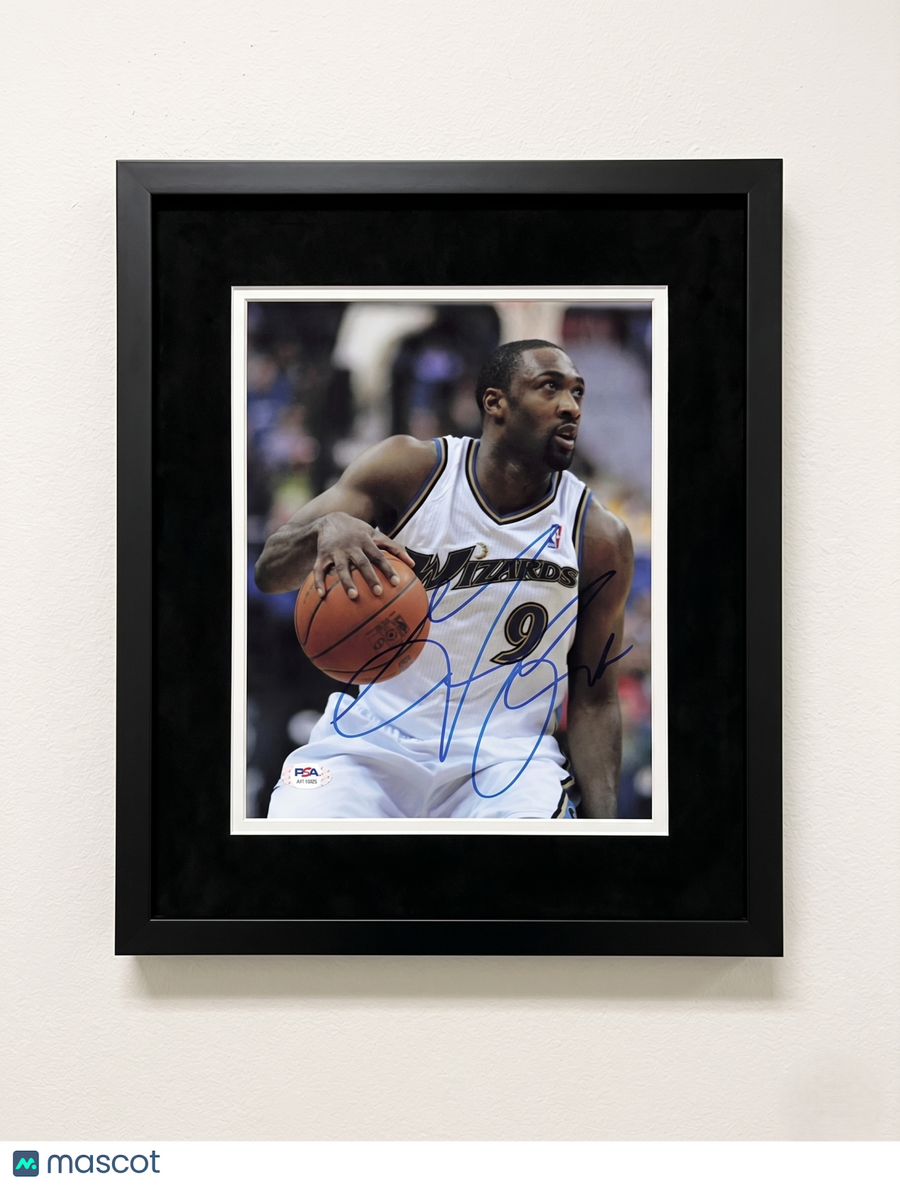 Gilbert Arenas Washington Wizards Signed 8x10  Custom Framed Photo PSA
